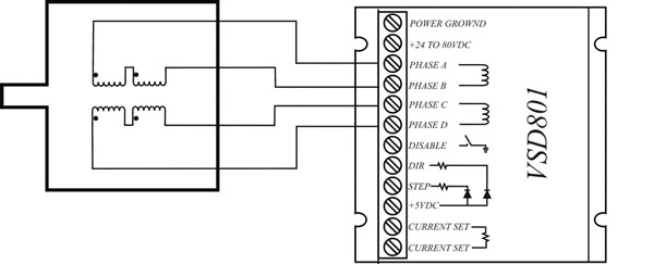 Схема подключения 4-х выводного двигателя