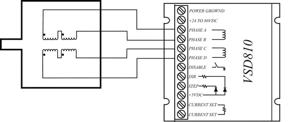 Схема подключения 4-х выводного мотора